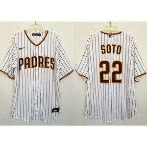 Nike Men's San Diego Padres Juan Soto #22 White Brown Cool Base Jersey Large